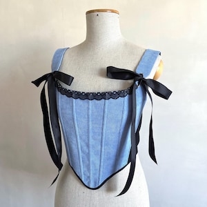 Stays renaissance blue Ren faire Corset top corduroy Bodice black 18 th century corset with laces Rococo corset bordo corset top