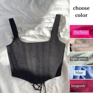 Corset top corduroy black corset Renaissance corset Overbust corset top cottage core corset top ren faire corset
