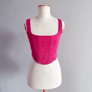 Corset top basic corduroy corset black bordo corset blue Renaissance corset Overbust corset top cottage core corset top ren faire corset image 12
