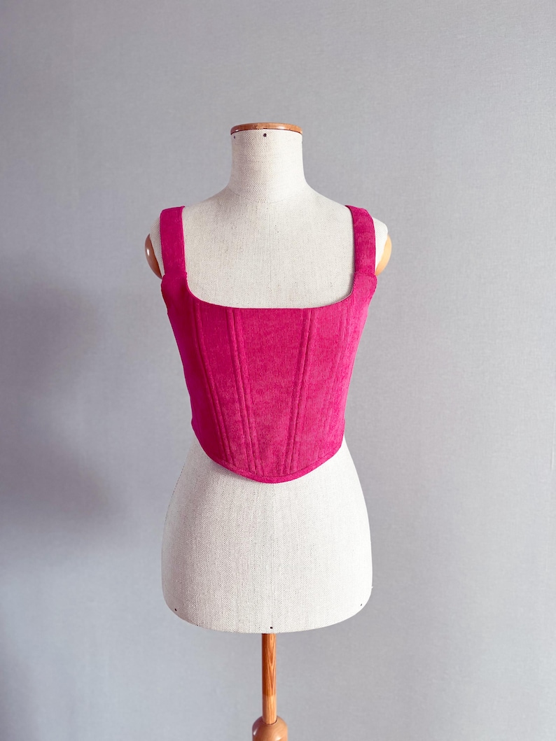 Corset top basic corduroy corset black bordo corset blue Renaissance corset Overbust corset top cottage core corset top ren faire corset image 12