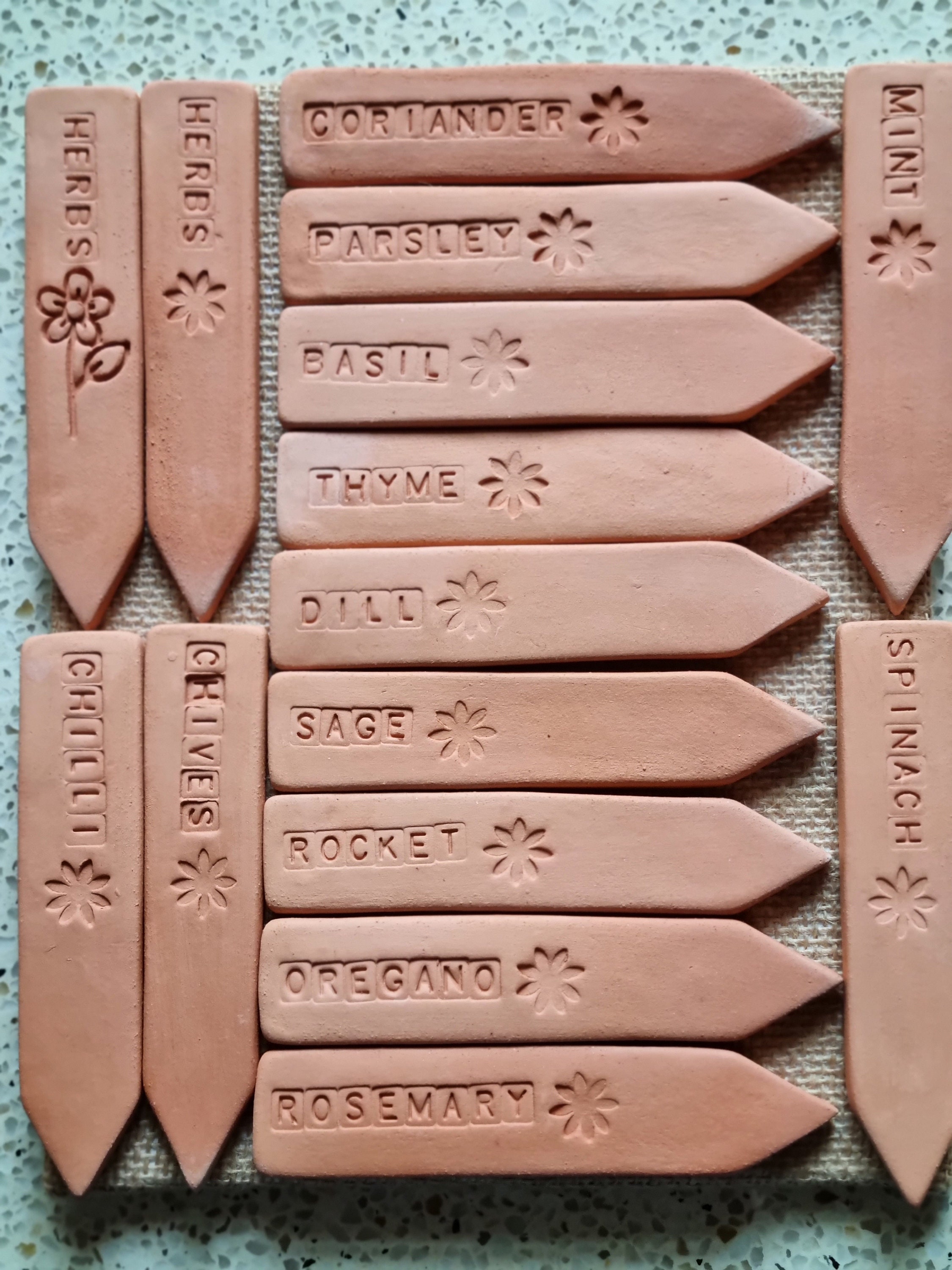 Pottery Ceramic Herb Plant Labels, Gardening Gift, Terracotta Herb