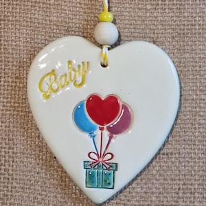 New Baby Gift, Ceramic Heart, Welcome Baby Gift, Baby Shower, Baby Keepsake, New Parent Gift, Pottery, Home Decor, Nursery Ornament, Baby