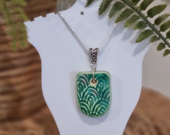 Pottery Pendant, Gifts for Her, Jewelry Pendant, Turquoise Necklace, Valentines Gift, Mother's Day Gift, Friend Gift, Ceramic Pendant