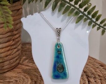Necklace, Turquoise Blue Pendant, Mother's Day Gift, Sister Gift, Gift for Friend, Gift for mum, Jewelry Pendant, Pottery Pendant, Handmade