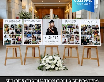 College Graduation Photo Collage Template Canva | Class of 2026 College Senior Milestone Memory Board Welcome Party Poster/Sign Decor