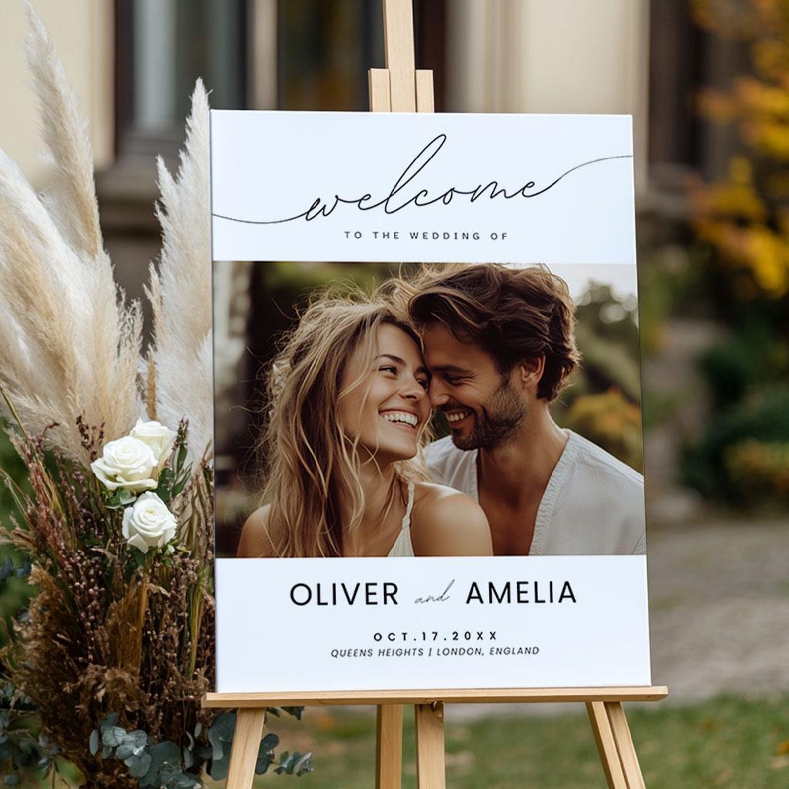 Editable Wedding Welcome Sign Canva Template With Photo, Printable ...