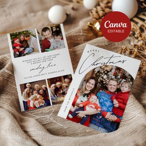 Arch Foto Weihnachtskarte Canva Vorlage, bearbeitbare Feiertagsgrußkarte, druckbare 2024 Familiencollage Highlights Jahresrückblick Postkarte