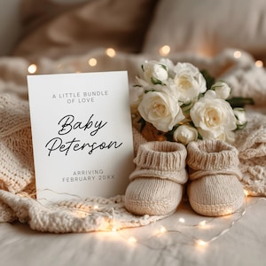 Digital Pregnancy Announcement Template, Simple Baby Reveal Social Media Instagram, Boho Gender Neutral Birth Announcement Canva Editable