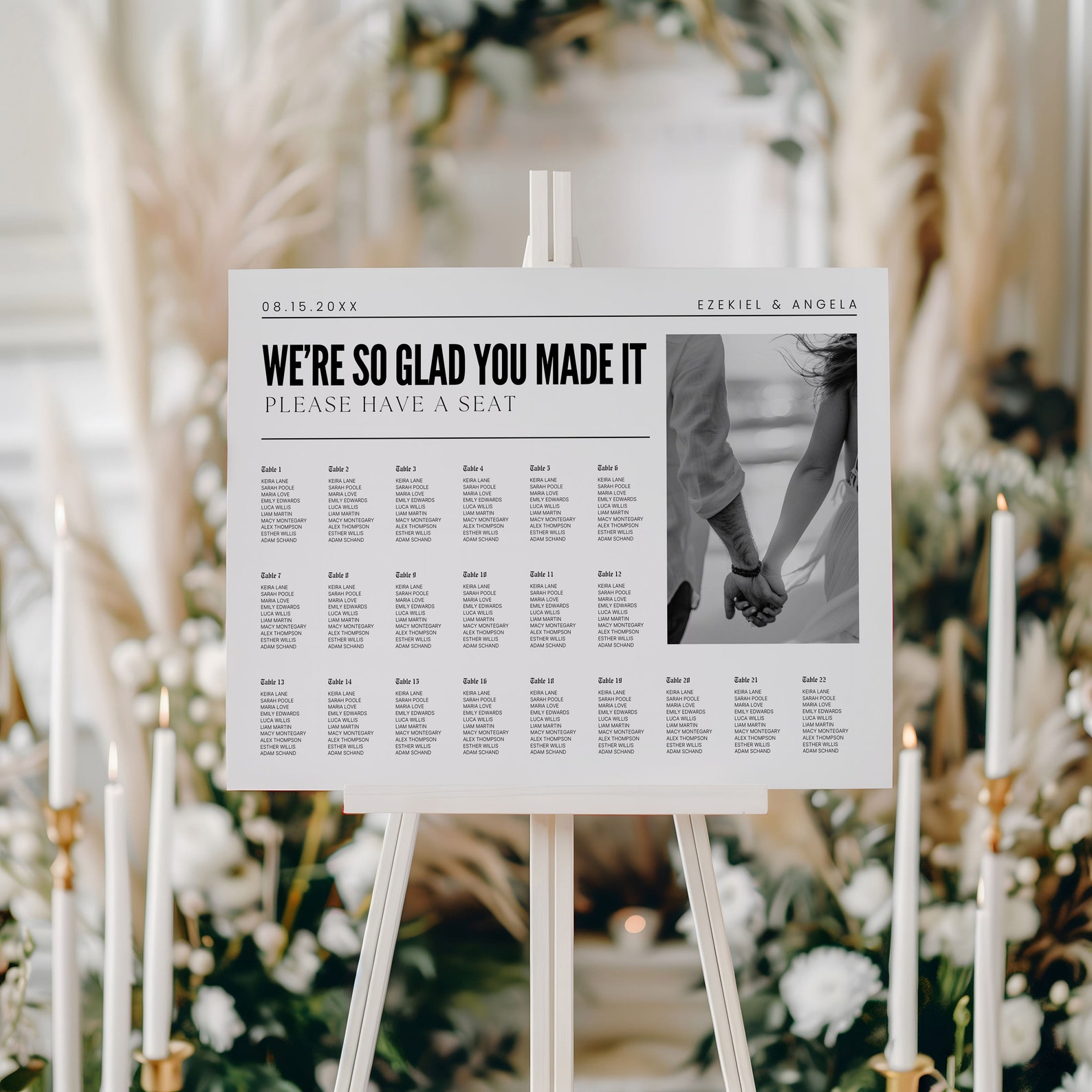 Newspaper Wedding Seating Chart Template for Canva Rustic Acrylic ...