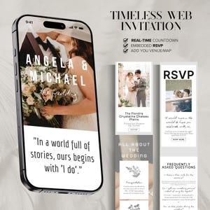 Intuitive Hochzeits-Webeinladungsvorlage Canva, teilbare digitale Mi-Website E-Invite mit RSVP, Echtzeit-Countdown, eingebetteter Veranstaltungsort / Kartenlink