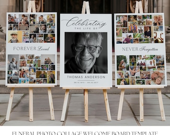 Beerdigung Poster Collage bearbeitbare Vorlage, Gedenkschild, Feier des Lebens, Beerdigung Memory Board Willkommensschild, Beerdigung Willkommensschild Bundle