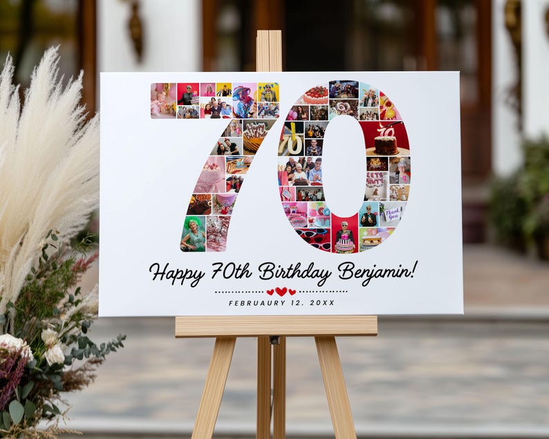 Canva 70th Birthday Collage Template, Personalized 70th Birthday ...