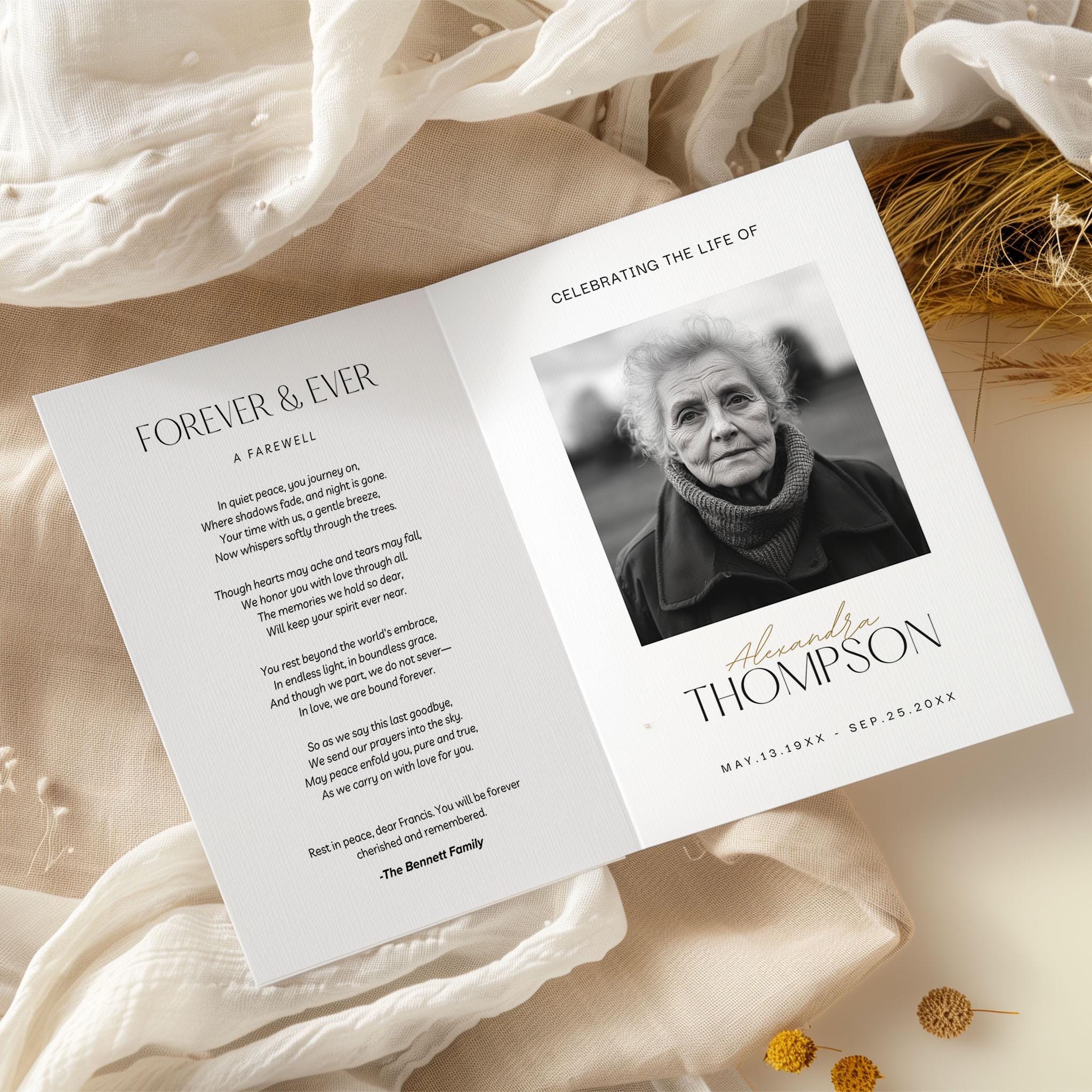 Minimalist Celebration of Life Program Template, Editable Canva Funeral ...