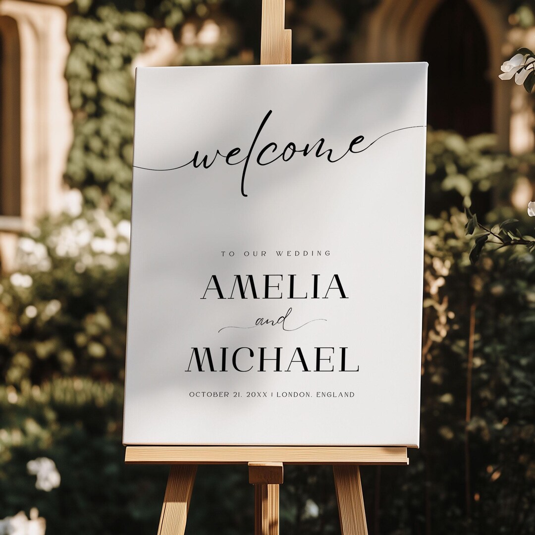 Elegant Wedding Welcome Sign Canva Template, Editable Modern Welcome to ...