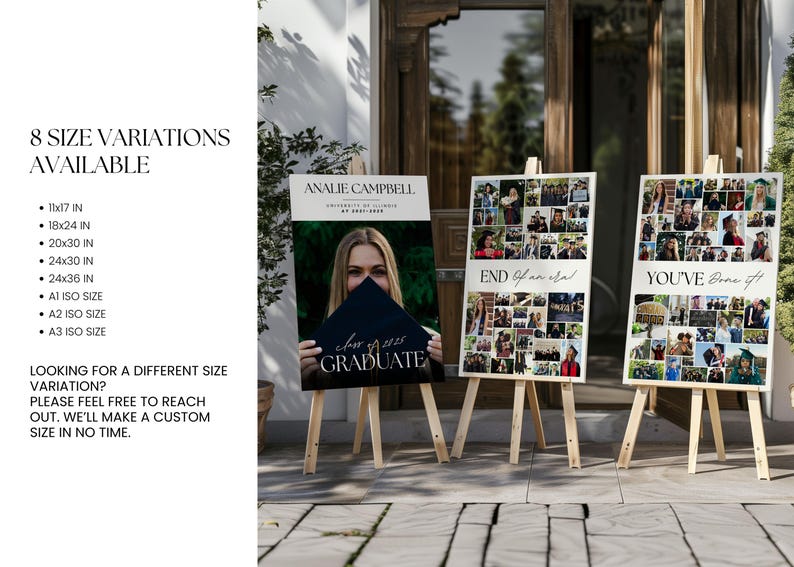 Graduation Photo Collage Board Template Canva, Senior Party Welcome ...