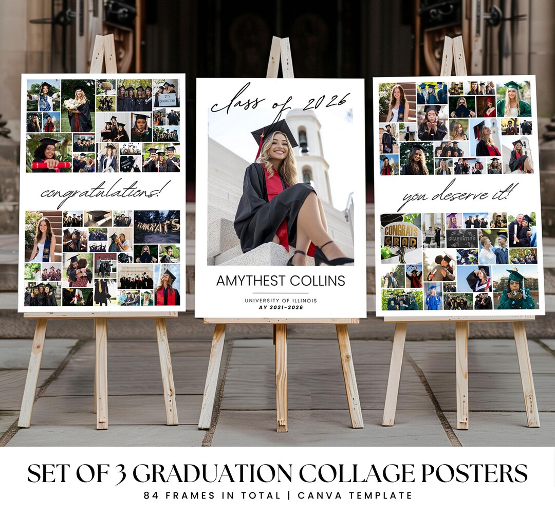Set of 3 Graduation Photo Collage Display Posters Template Canva ...