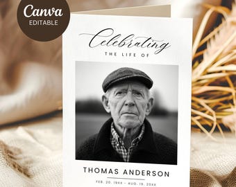 LDS Funeral Program with Order of Service Template Canva, Editable Celebration of Life Folded Program, Memorial Ceremony Pamphlet