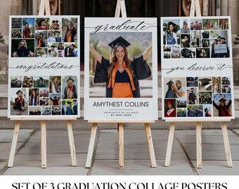 Graduation Photo Collage Posters Canva Template, Senior Year Appreciation Gift Keepsake, Grad Party Welcome Display Board Decor, DIY Sign