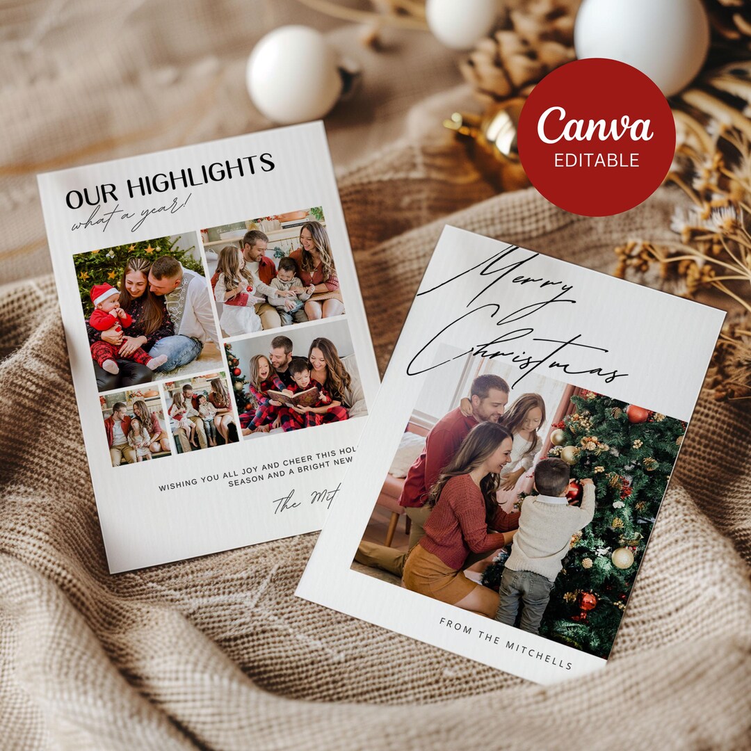 Editable Family Photo Christmas Card Canva Template, Editable Holiday ...