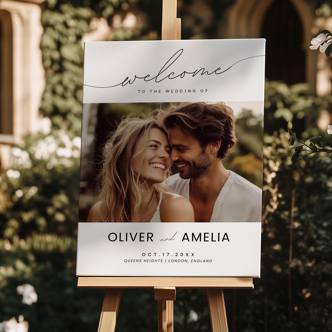 Editable Wedding Welcome Sign Canva Template With Photo, Printable ...