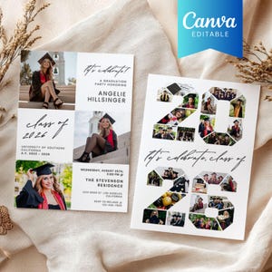 Class of 2026 Graduation Party Announcement Template Canva, Senior Year Photo Collage Invitation Card, High School Graduate Gift Insert Card