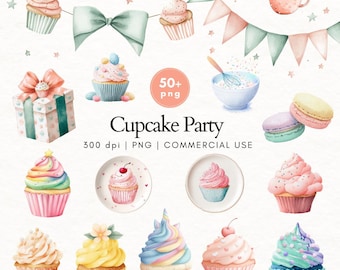Cupcake Clipart, Red Cupcake Clipart, Cupcake Party Decors, Cake Topper Cupcake, Cake Party Invitations, Watercolor Cupcake, Cute Cliparts