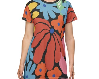 Colorful Flower, T-Shirt Dress (AOP)