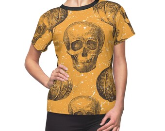 Orange Skelly&#39;s and Pumpkins - Women&#39;s Cut & Sew Tee