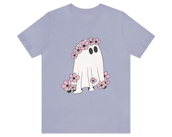 Flower Ghost, Halloween Single Jersey Women&#39;s T-shirt