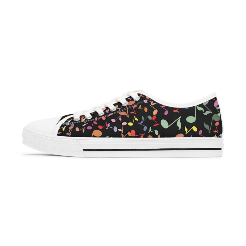 Black With Colorful Music Notes - Women's Low Top Sneakers - Etsy