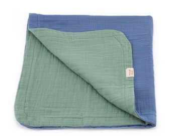 Jeté en mousseline sur mesure, Couverture d'été légère, Couverture en mousseline de couleur unie, Mousseline 4 épaisseurs, Couverture en mousseline personnalisée pour bébé, Lange en coton