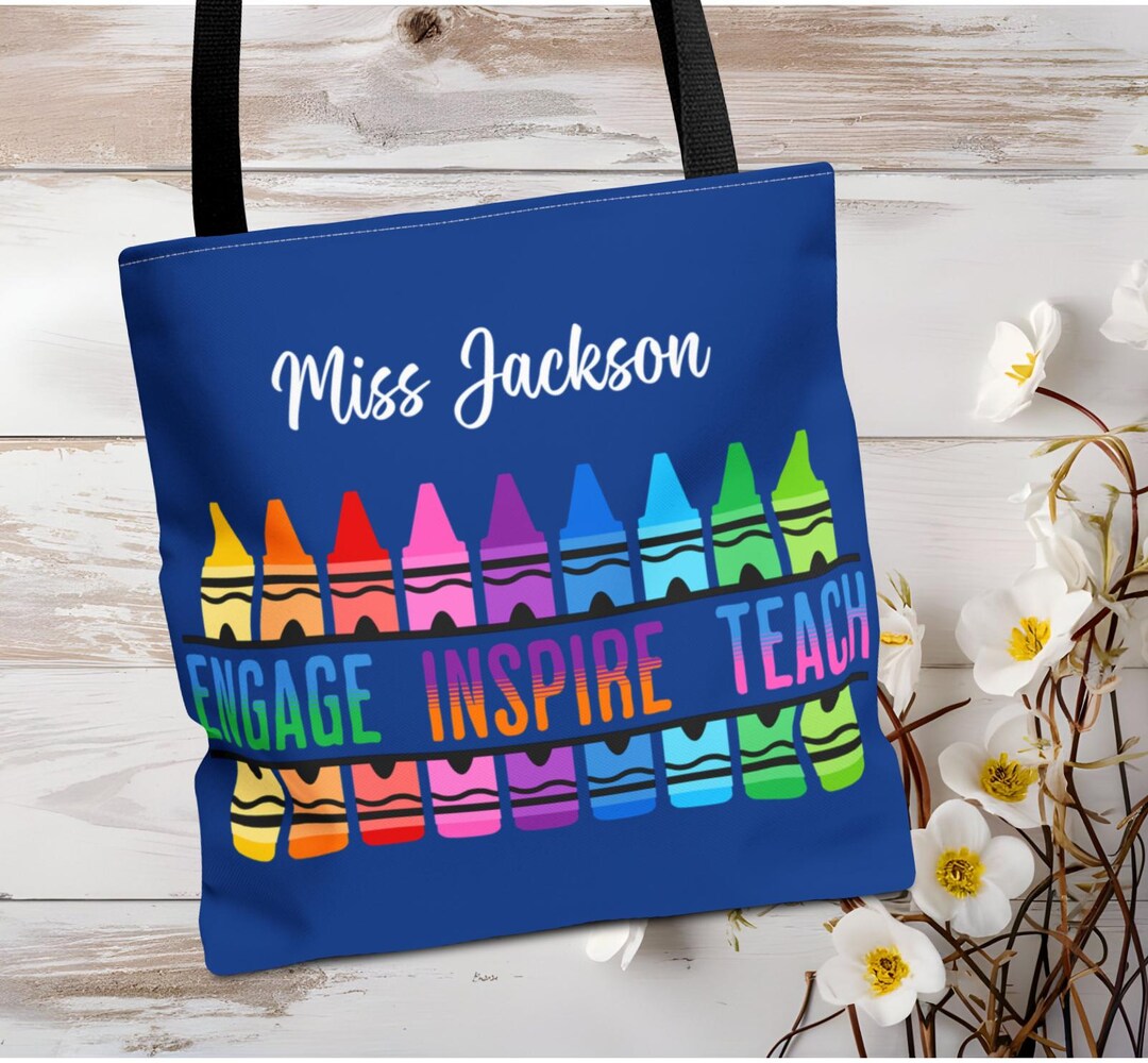 Personalized Teacher Tote Bag School Teacher Appreciation Gift Colorful ...