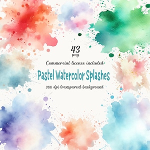 Pastel Watercolor Splash PNG, Splash Background Clipart, Color Splash PNG, Paint Splatter Clipart PNG, Abstract Paint Splatter Backgrounds