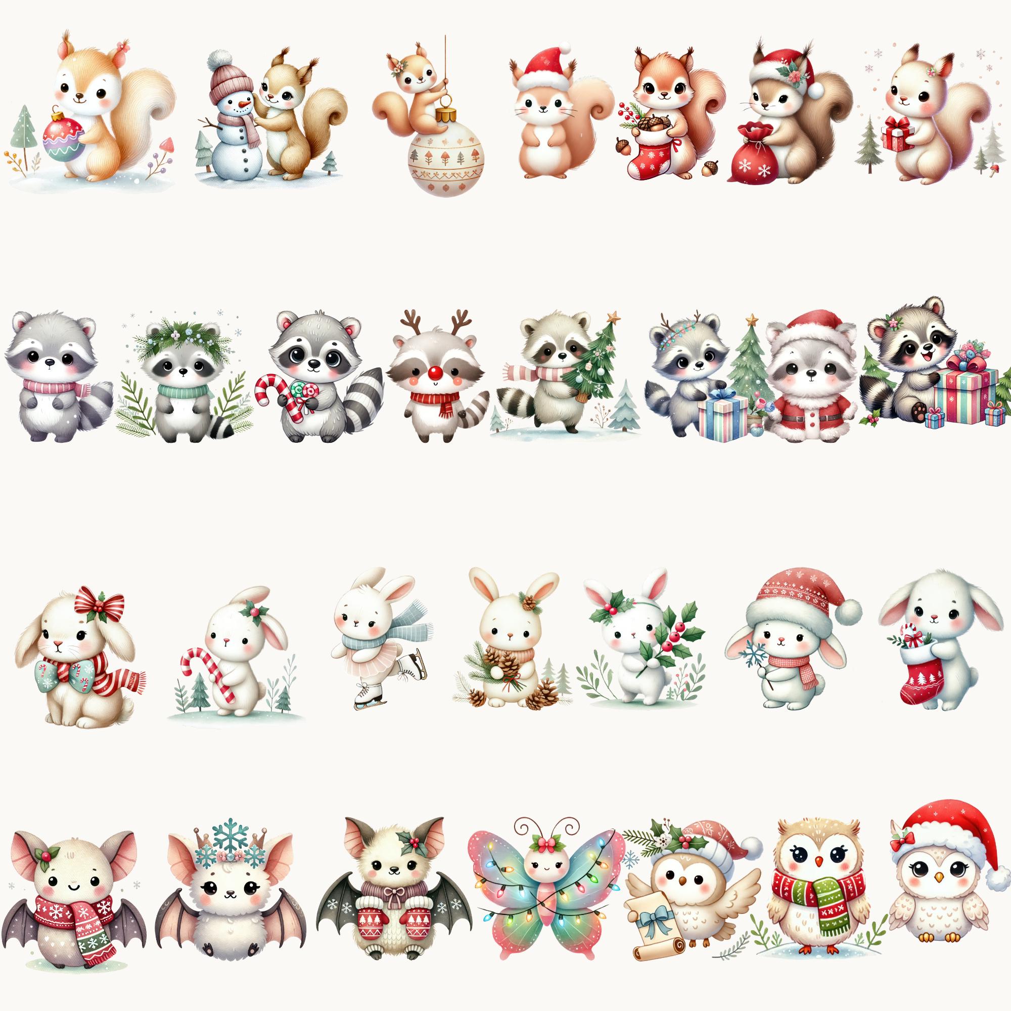 Watercolor Woodland Clipart Bundle, Christmas Woodland Animals PNG ...