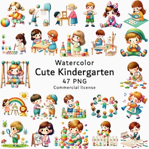 Cute Kindergarten Kids Clipart, Kindergarten Classroom Kids PNG, Preschool Cute Kids Clipart, Kids Learning Clipart, Kindergarten Activities