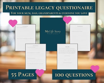 Simple Premium Legacy Questions Tell Mum and Dads Story digital download biography parents Life Story mum dad grandparents memory keeper