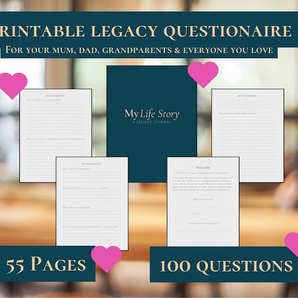 Simple Premium Legacy Questions Tell Mum and Dads Story digital download biography parents Life Story mum dad grandparents memory keeper