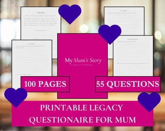 Simple Premium Mum's Legacy Questions | Tell Mum's Story | Digital Download Biography Parents | Mum's Life Story | Grandma's Life Story