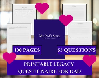 Simple Premium Dad's Legacy Questions | Tell Dads Story Digital Download | Biography Parents Life Story | Grandparents Life Story