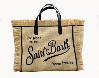 Saint Barth Raffia Stroh Tote Sommer Strand Urlaub Schultertasche