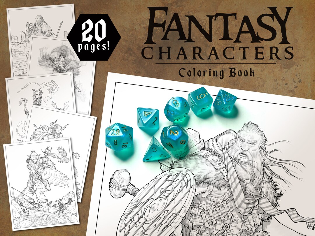 Fantasy Characters Coloring Book Etsy