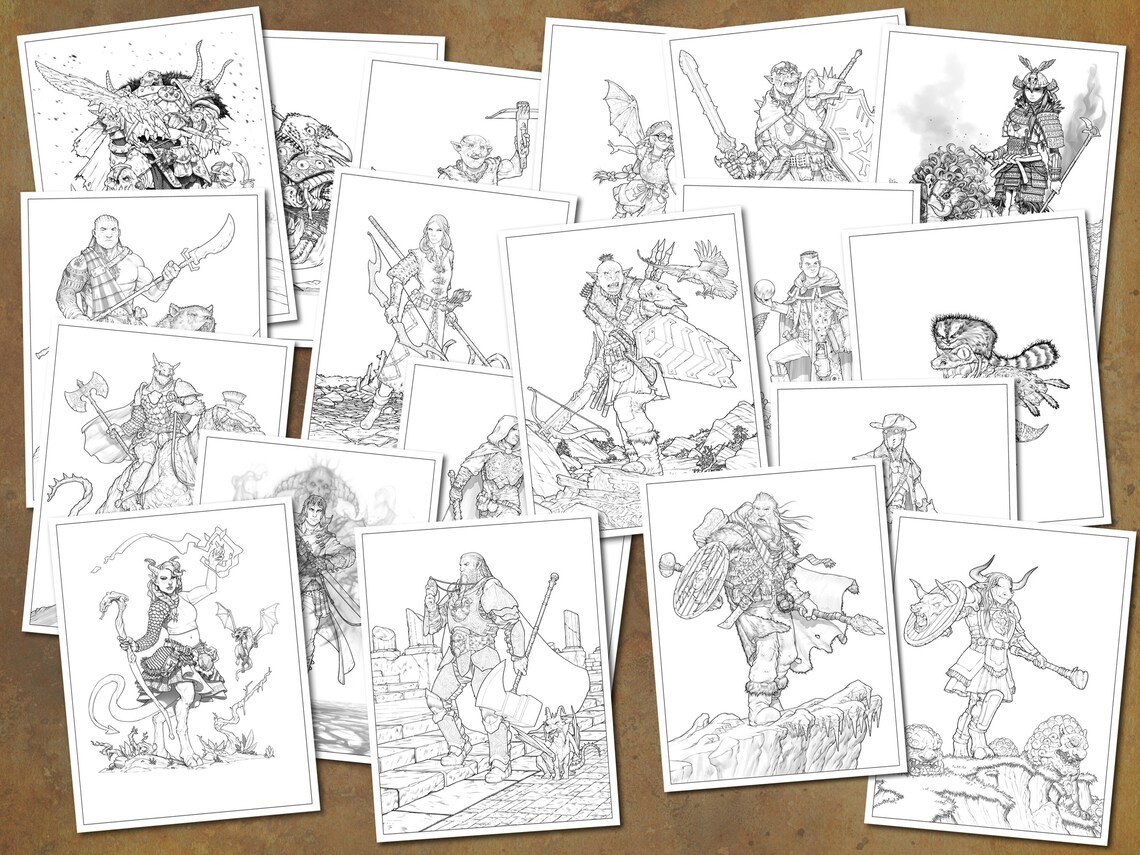 Fantasy Characters Coloring Book Etsy