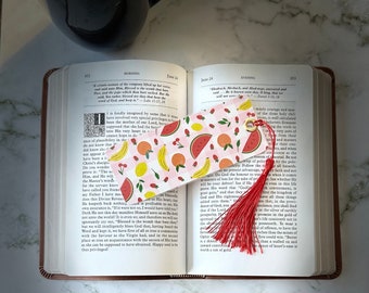 Watermelon bookmarks, fruit bookmarks, gift for book lover, stationary, laminated bookmark, cute bookmarks, strawberry bookmarks cute favors