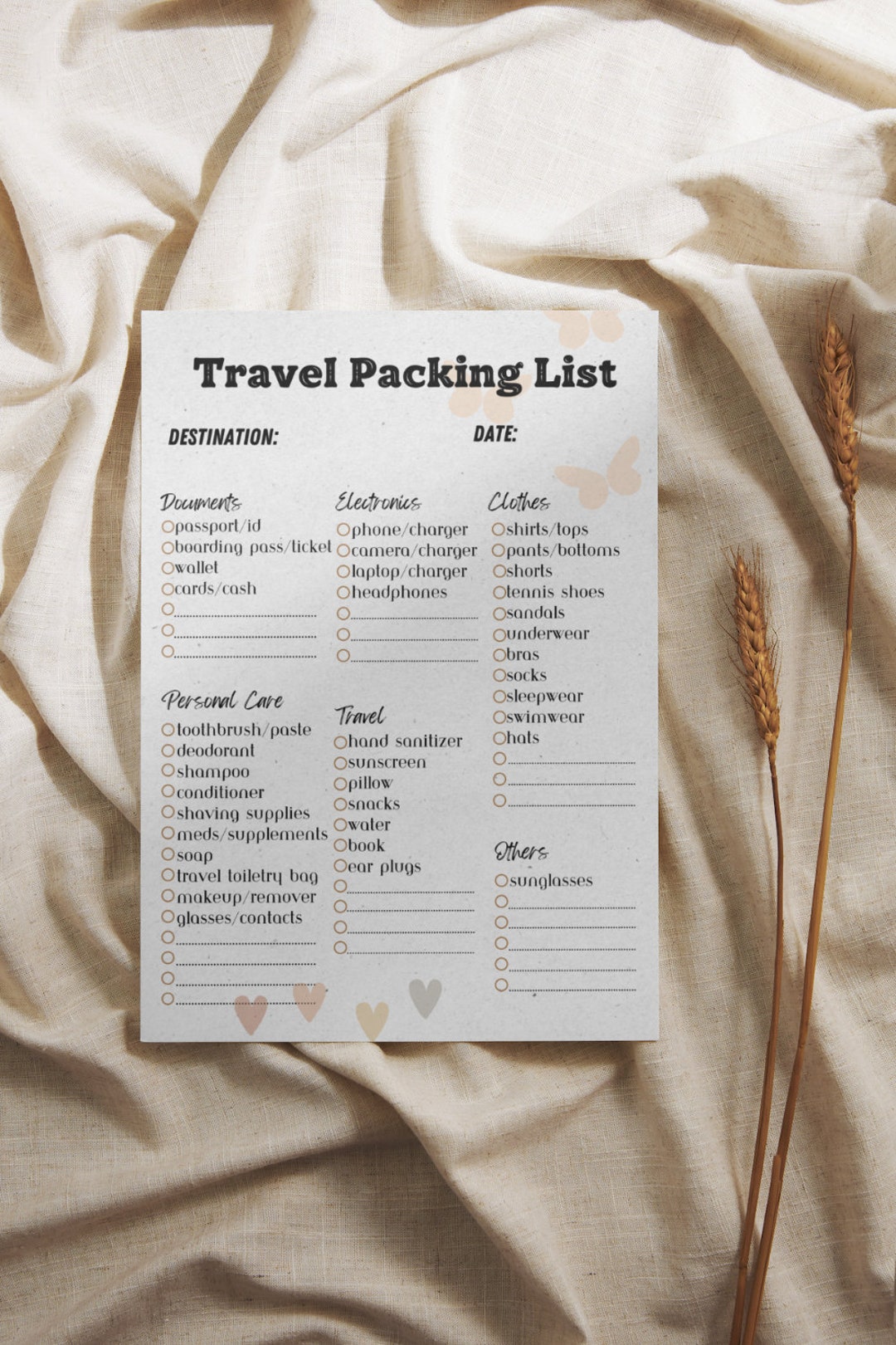 Travel Packing List Printable | Instant Download | Vacation & Holiday ...