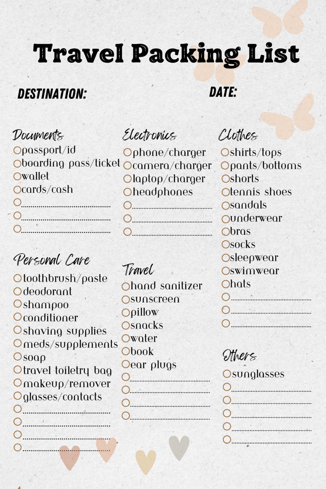 Travel Packing List Printable | Instant Download | Vacation & Holiday ...