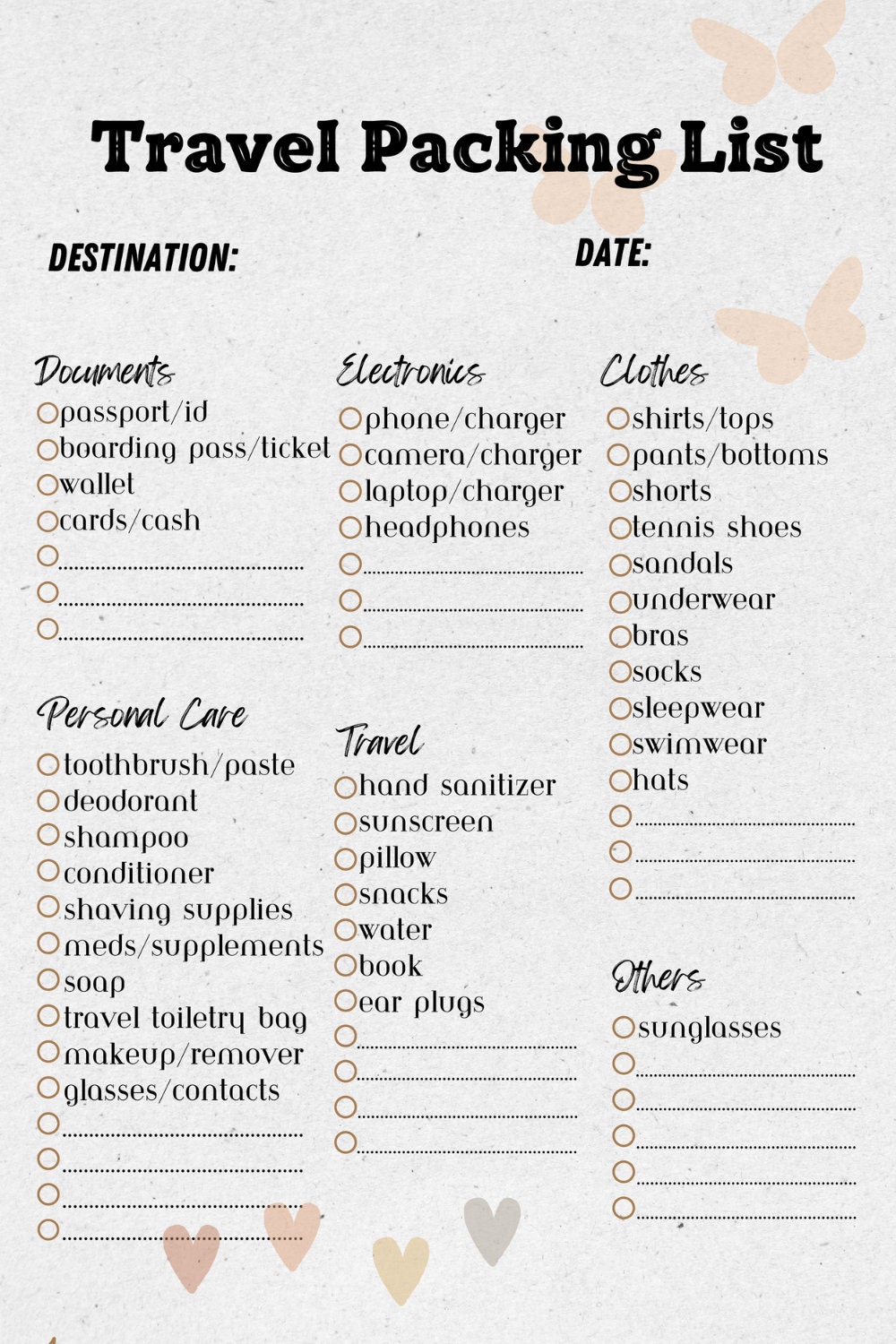 Travel Packing List Printable | Instant Download | Vacation & Holiday ...