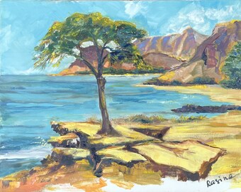 Hawaii Seascape Oil Painting: Electric Beach, 20x16