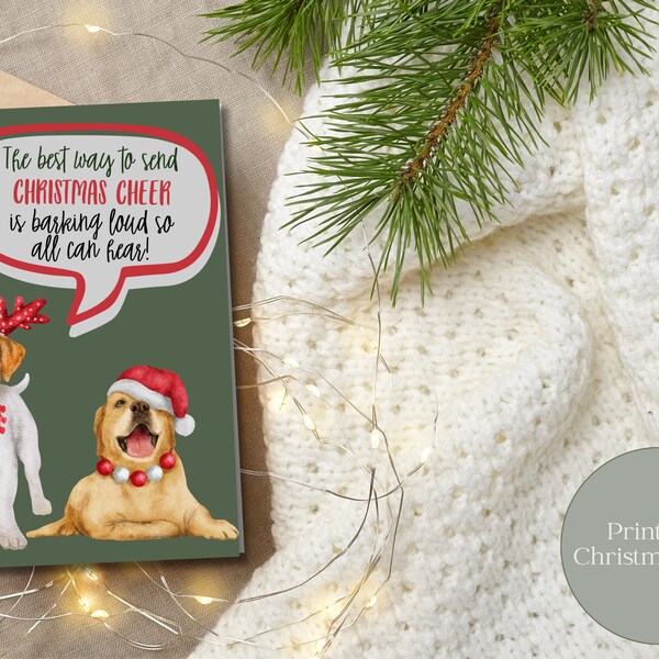 Cute Dog Christmas Card | Funny Puppy Holiday Card | Festive Dog Greeting Card | Printable Digital Download Holiday Card | Adorable Dog Card