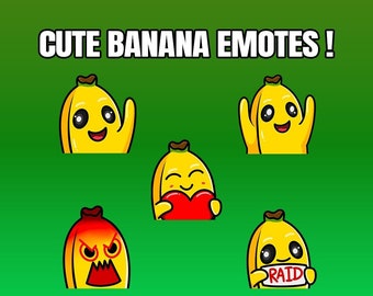 Paquete de emoticonos de plátano para Twitch, Kick, YouTube y Discord (descarga digital)