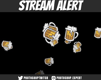 Falling Beers Animated Twitch Overlay: Seamless Loop Alert - Transparent Background (1920x1080 HD)